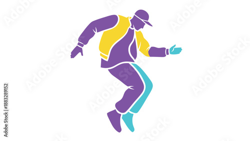 Energetic dancer in vibrant attire showcasing dynamic movement and stylish pose.