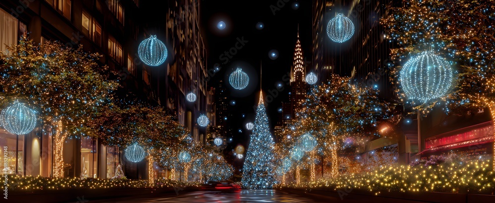 Obraz premium Twinkling hues stir joy and wonder in the heart of festive lights flair