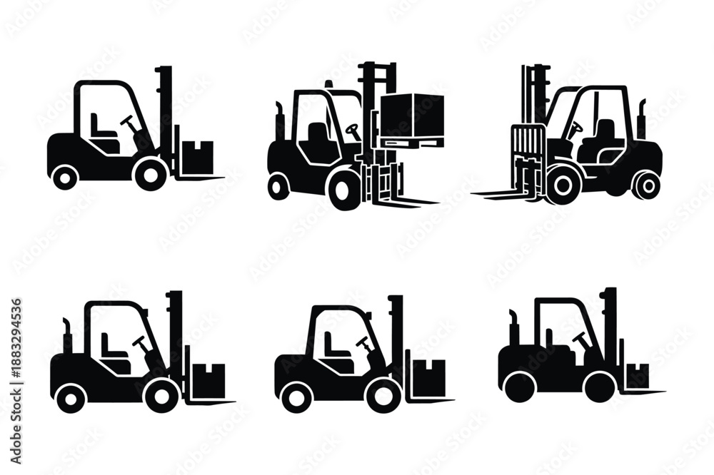 Naklejka premium Industrial Forklift icon silhouette vector illustration design