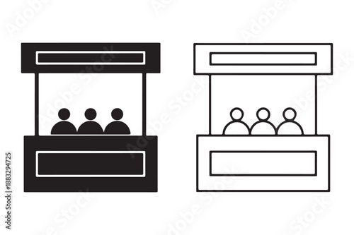 Exhibitor Booth Stand Line Icon Vector