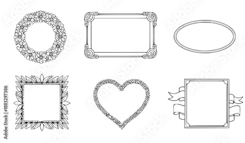 Decorative vintage borders and frames vector set for photos, invitations, and design elements