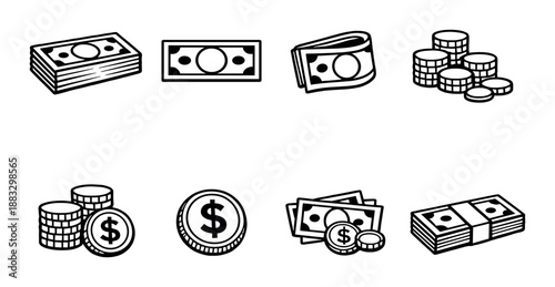 Currency symbols and icons on gradient background