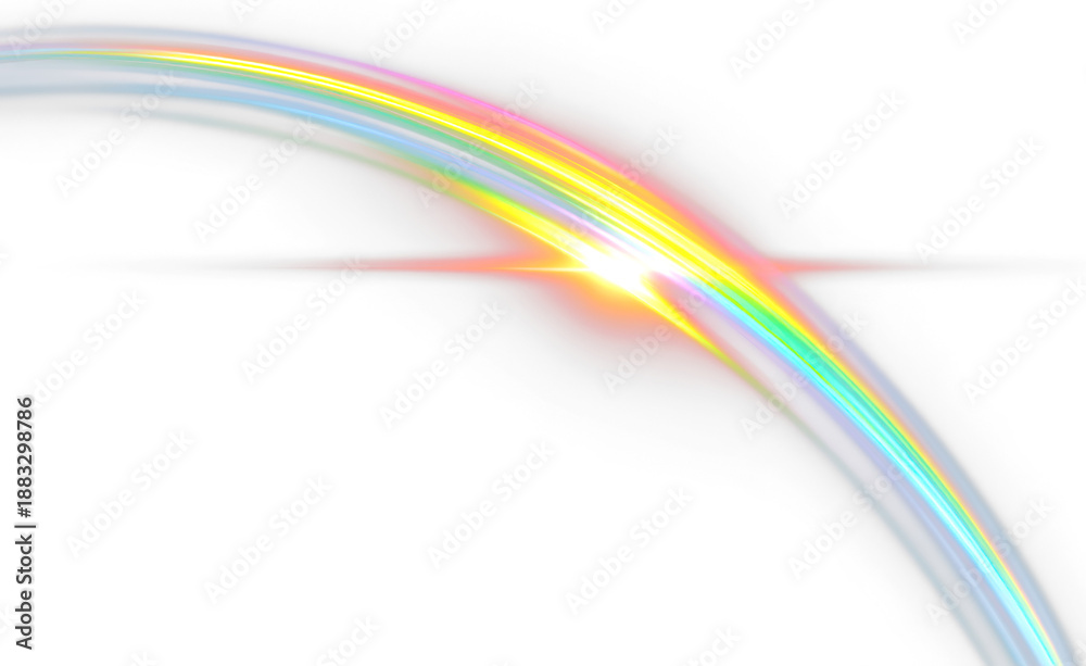 Naklejka premium Rainbow light arc spectrum flare glowing energy abstract wave transparent overlay dramatic