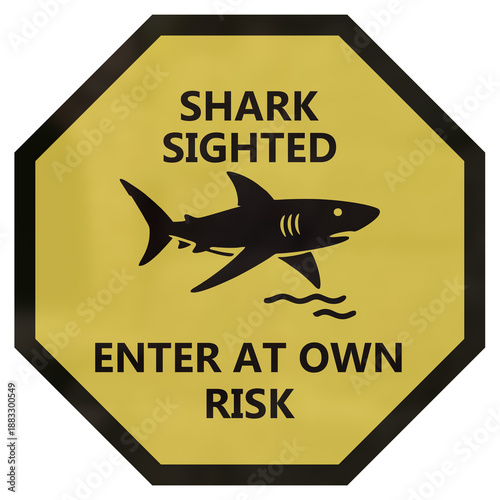 Valokuva Shark warning sign isolated on white, transparent