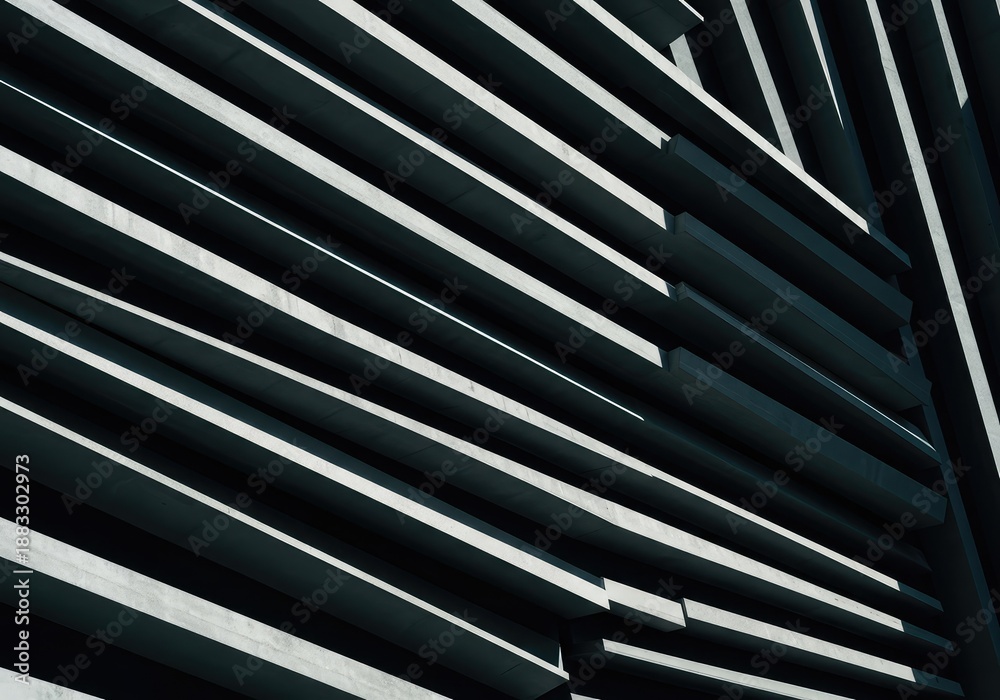 Obraz premium Abstract architectural pattern showing deep spatial rhythm through linear repetition and receding structural elements ,optical ,rhythm ,repetition