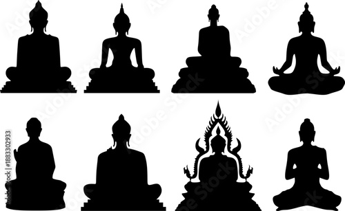 Buddha Statute silhouette vector images