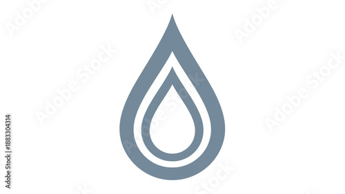 Gray, layered teardrop graphic on white background, suggesting water or liquid