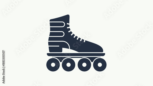 Dark blue roller skate icon against a plain white background. Detailed side view illustration