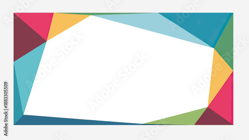 Free Download A geometric abstract frame composed of colorful triangles, enclosing a blank white space - GFXLoad