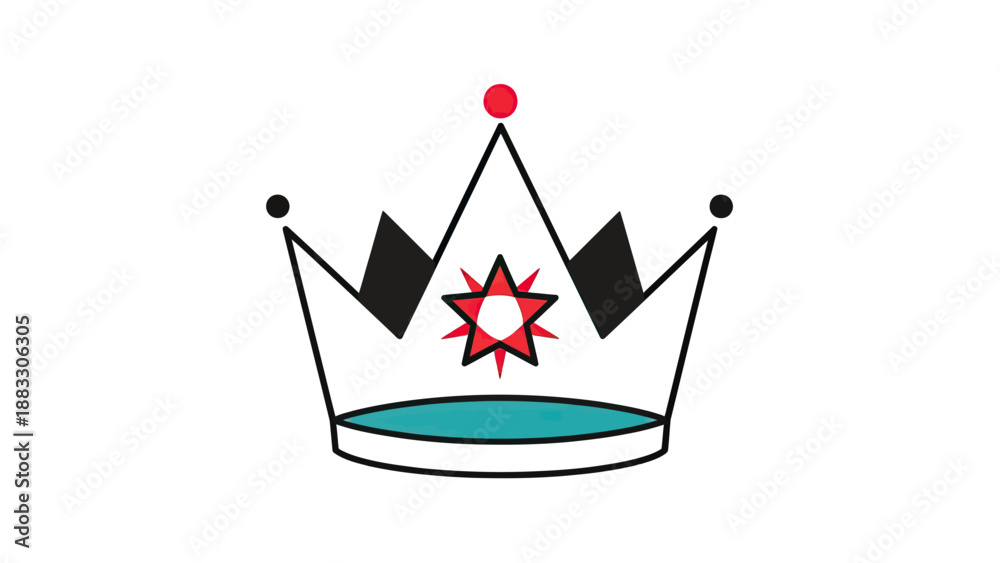 Obraz premium Minimalist illustration of a crown with a central star and two black triangles