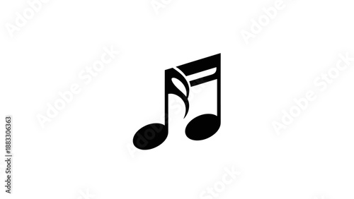 Black musical note symbol on a white background, suggesting music or sound