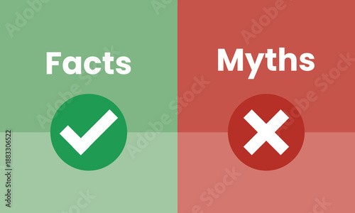 A visual representation distinguishing facts from myths using green checkmark and red cross symbols