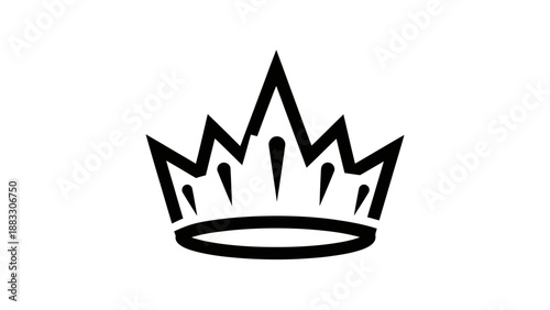 Black and white minimalist crown illustration on a white background