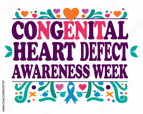 Congenital Heart Defect Awareness Week Vector Graphic, Heart Health and Medical Awareness Illustration