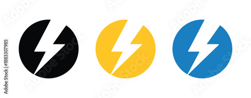 Flash power icon vector illustration, lightning bolt and electricity symbols, energy, voltage, and electric power concept design.