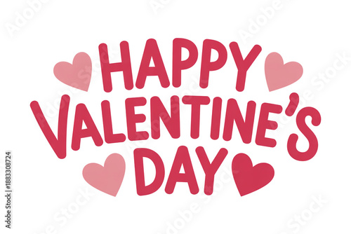 Wallpaper Mural Pink and red hand-lettered happy Valentines Day text with heart symbols typography Torontodigital.ca