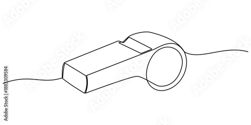 Continuous line drawing of a whistle icon minimalist design isolated. 