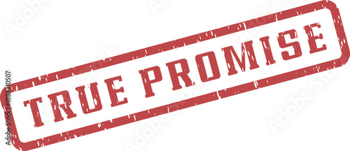 An authentic red rubber stamp impression clearly states the message True Promise