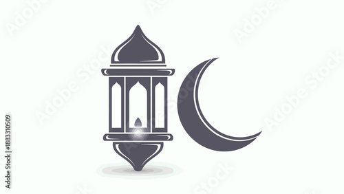 Ramadan lantern and crescent moon icon symbolizing the Islamic holy month of fasting and prayer
