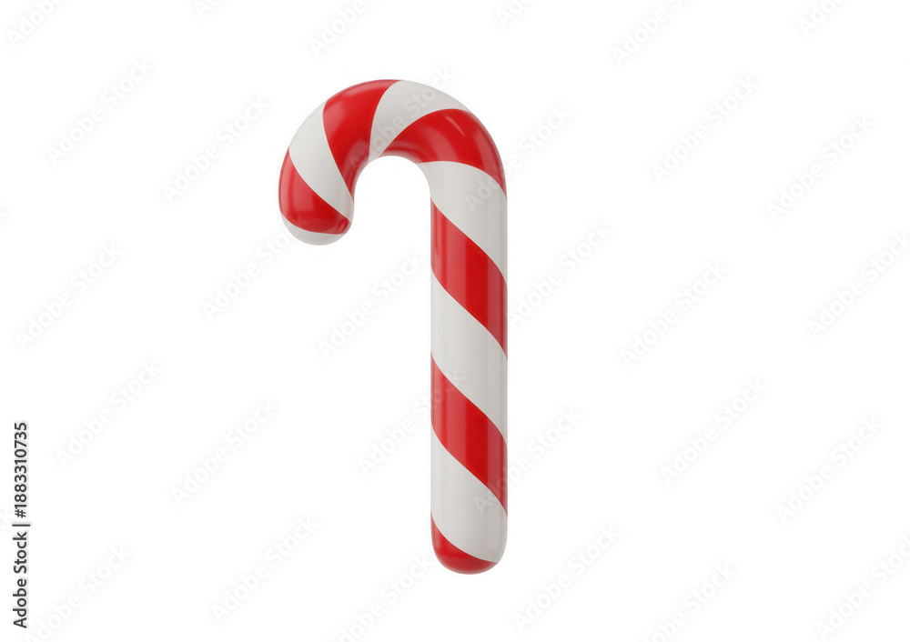 Fototapeta premium Red and White Candy Cane holiday treat christmas candy isolated on a transparent background
