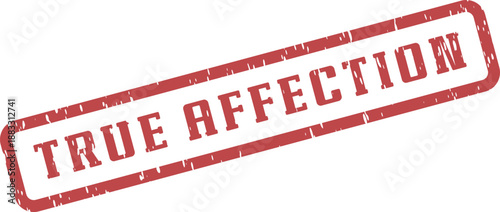 Genuine True Affection Grungy Red Rubber Stamp for Heartfelt Emotional Expression