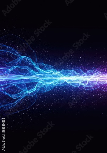 Abstract visualization of dynamic blue and purple energy flow across a vast field, depicting quantum movement and technological concepts ,space ,particle ,ripple