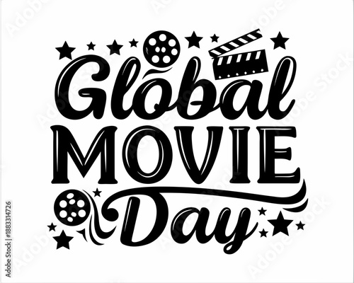 GLOBAL MOVIE DAY vector illustration isolated on white background
