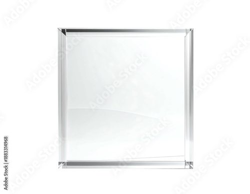 Clear rectangular crystal block with reflective surface on a black background