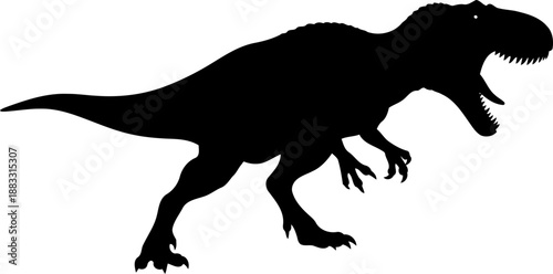 Roaring tyrannosaurus rex silhouette side view vector illustration