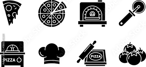 World Pizza Day celebration icons vector set