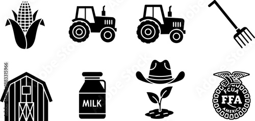 Future Farmers of America Week agriculture icons collection