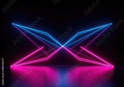Dynamic neon pink and blue light trails creating an energetic, futuristic design. Vibrant glowing geometric lines against a black void ,pattern ,shape ,speed