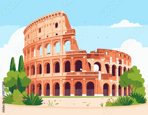 Colosseum inspired vector illustration