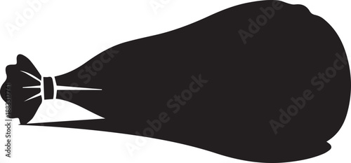 Garbage bag silhouette vector illustration with simple tied top and line art for trash bin