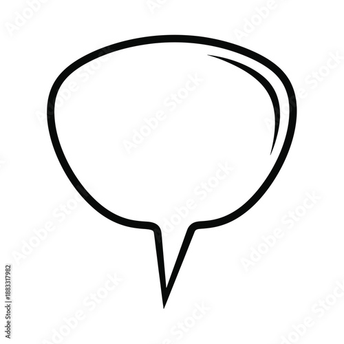 Simple speech bubble outline for communication and conversation.