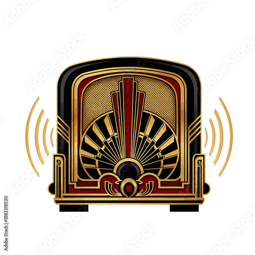 Vintage Radio Broadcasting Signal Art Deco Style