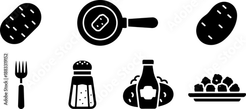 National Tater Tot Day icon set celebrating crispy potato bites