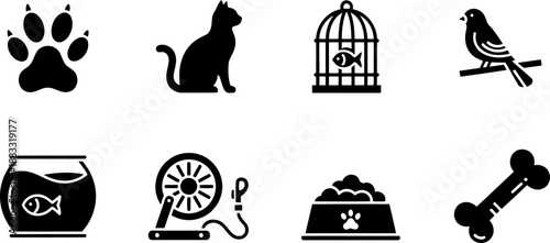 Love Your Pet Day pet care icons set vector