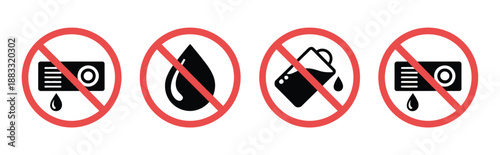 Oil leak prevention and spill prohibition vector icons, industrial safety symbols, workplace hazard warning, and maintenance signage illustration.