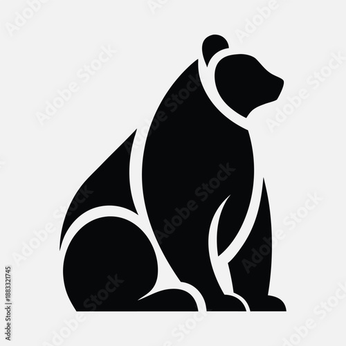 Stylized geometric silhouette of a sitting wild bear vector illustration
