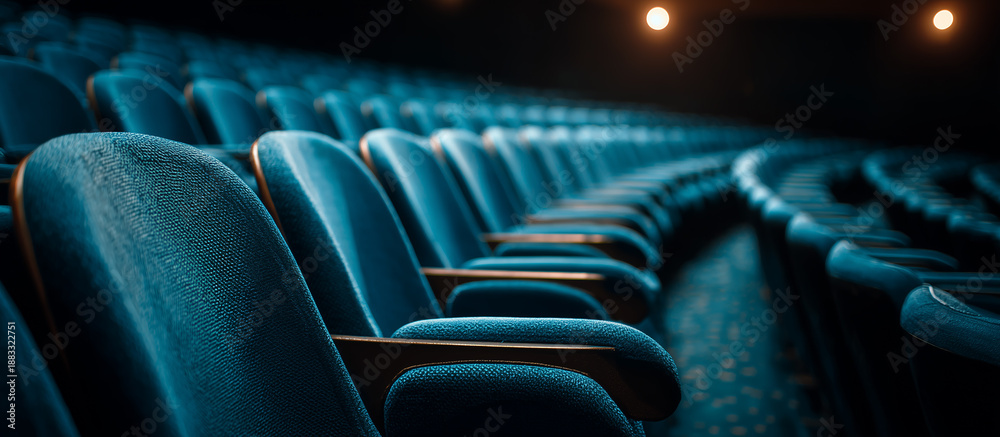 Fototapeta premium row blue seats an cinema