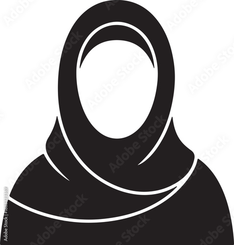Muslim woman avatar icon in traditional hijab silhouette