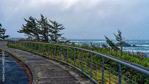 Fotografie The Simpson Reef Overlook offers a view of the Pacific coast on an overcast day