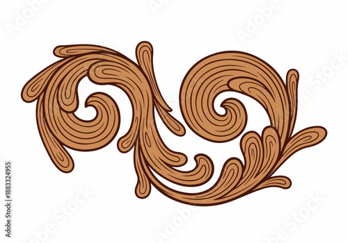 Ornate Wood Carving A Decorative Scrollwork with Natural Grain