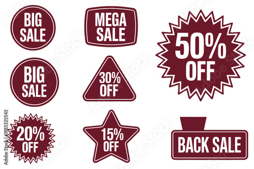 Discount Sale Labels and Badges for Marketing and Advertising with Various Percentage Off