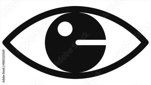 AI scanning eye interface vector icon, biometric iris recognition and vision authentication symbol, futuristic cyber security access control, surveillance, machine learning tech