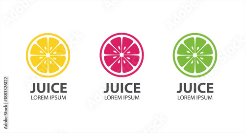 Vibrant Set of Citrus Fruit Slices for Juice Logos - Lemon, Grapefruit, and Lime Icon Design Elements