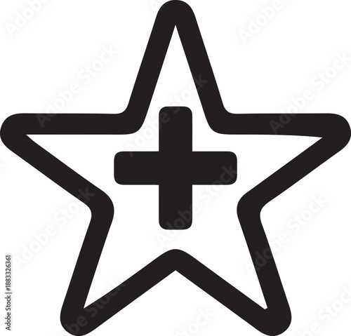 Outline star with plus sign add to favorites icon