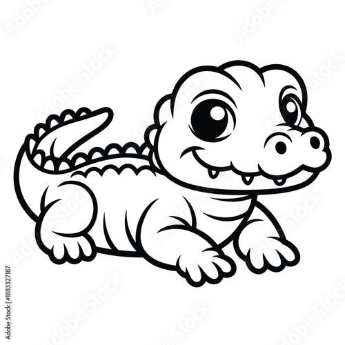 Playful baby crocodile isolated on white background, Vector, illustration