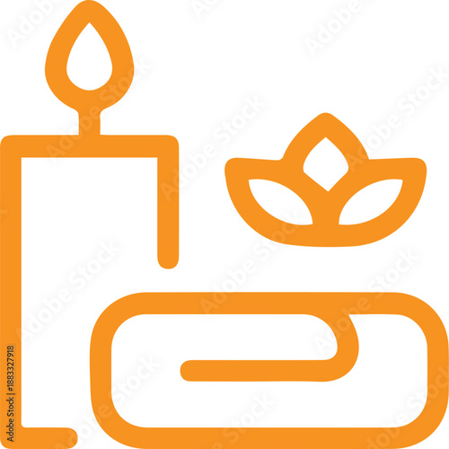 Spa and wellness icon with candle towel and lotus flower